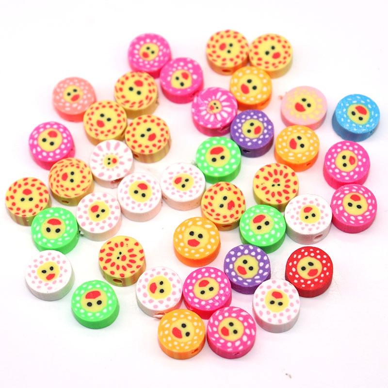 20pcs Manik-Manik Spacer Polymer Clay Bentuk Buah Warna Campur Ukuran 10mm