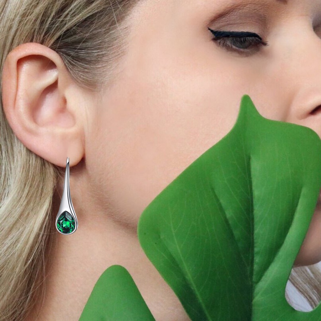 Hu Hu Hu Hu Hu Alat Bantu Pasang Kacamata♡ 1 Pasang Anting Kait Gantung Wanita Bentuk Tetesan Air Hias Berlian Imitasi Untuk Pesta