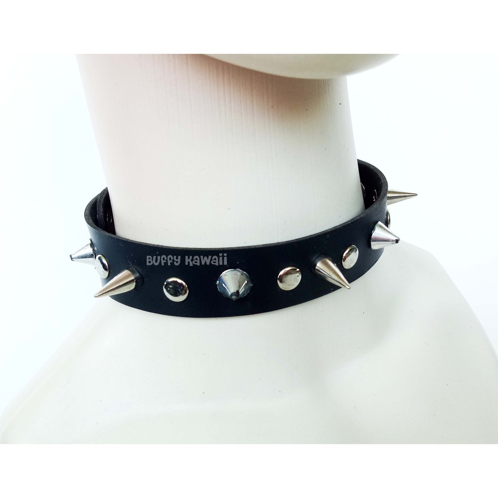 choker studd biker leather collar punk black harajuku gothic cosplay spike goth metal rock style