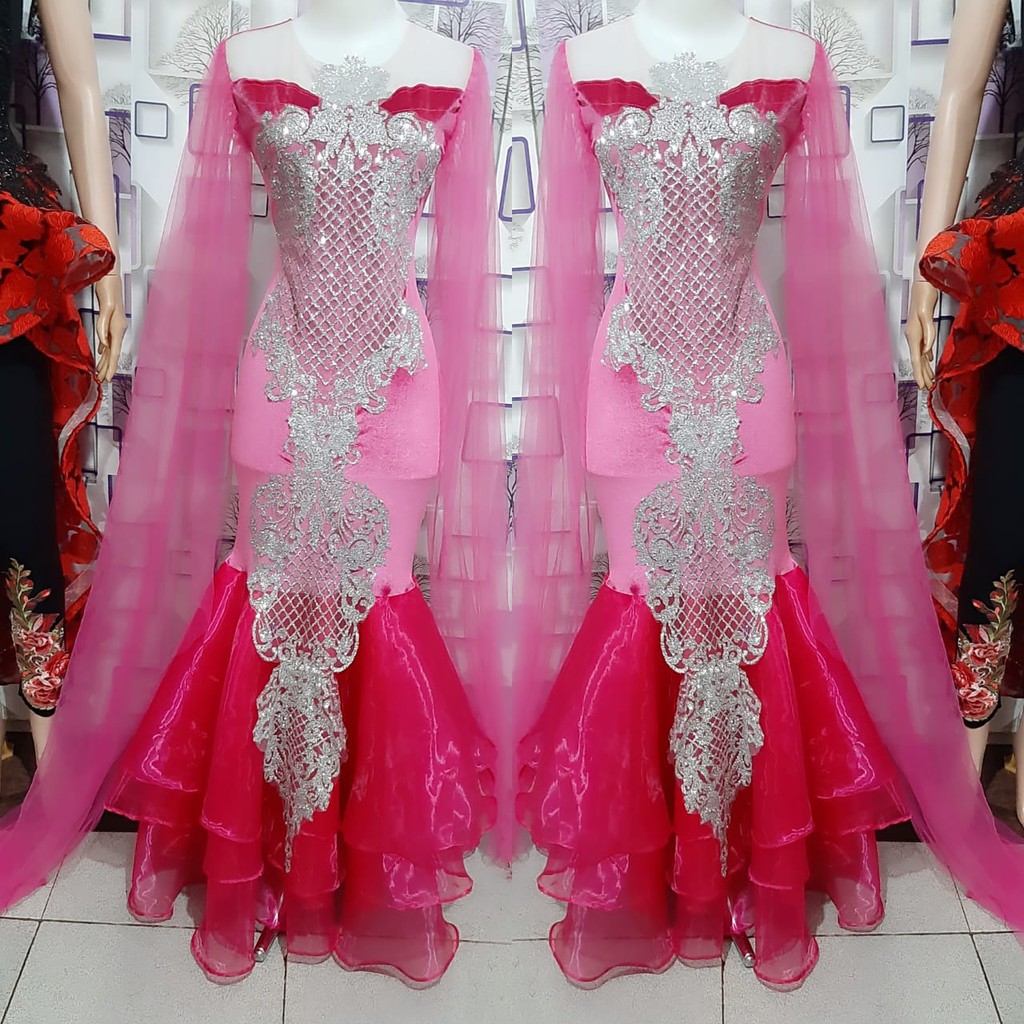 Longdress Duyung Bludru combi candy sugar