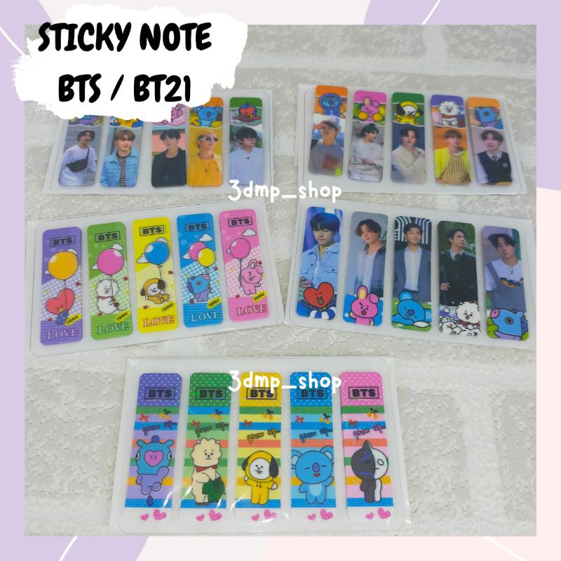 sticky note bts bt21 memo marker cooky tata chimmy koya rj van