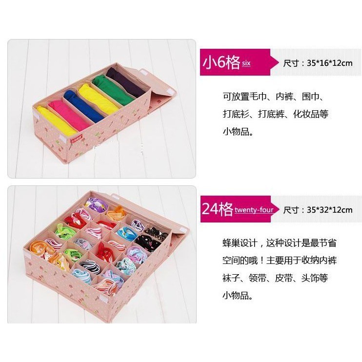 Bamboo Underwear organizer / Bra 3in1 Storage Box set dengan Penutup