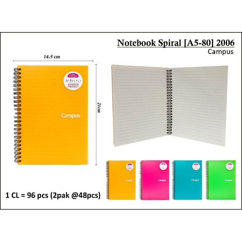 

Notebook spiral Ukuran B5/ isi 80 lembar/ Cover warna bergaris