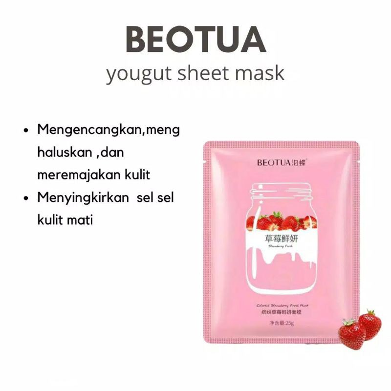 Beotua Yogurt Fruit Sheet Mask Masker Wajah Indonesia