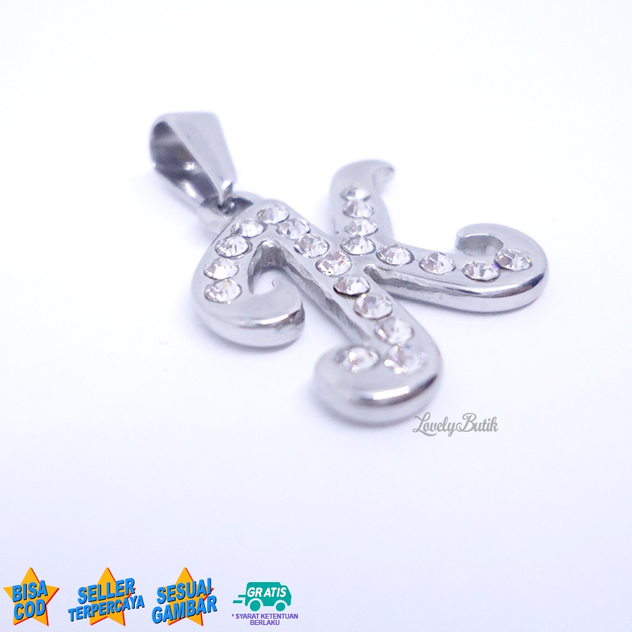 Lovelybutik Liontin Huruf Titanium Inisial K Klasik