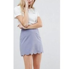 Rok mini skirt with scallop hem rok pendek ungu