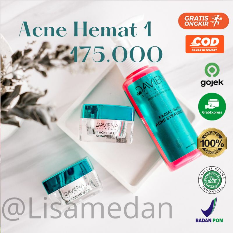 Daviena skincare medan - Acne series Komplit / Paket Hemat Acne 1-2 Best seller-Paket hemat 1
