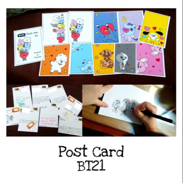 Kartu Pos Lucu BT21, 1 pak isi 10 | Shopee Indonesia