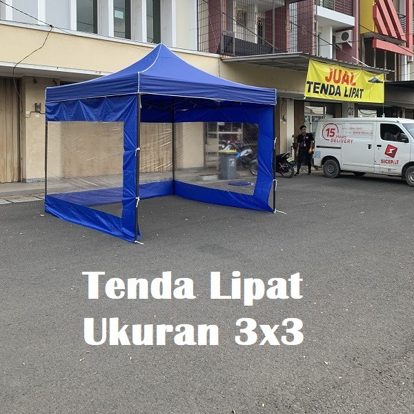 Tenda Lipat 3x3 Lengkap Dinding Mika 3 Sisi