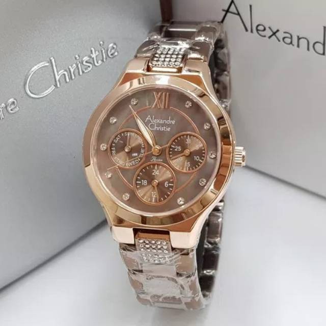 jam tangan alexandre christie ac2731 brown rosegold 2731