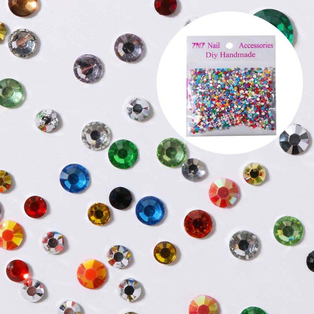 AUGUSTINA Agustina Dekorasi Nail Art 3D Flat bottom Shaped Nail Tips Hiasan Kuku Warna Campur Flat bottom round Rhinestones Kristal Nail Charms