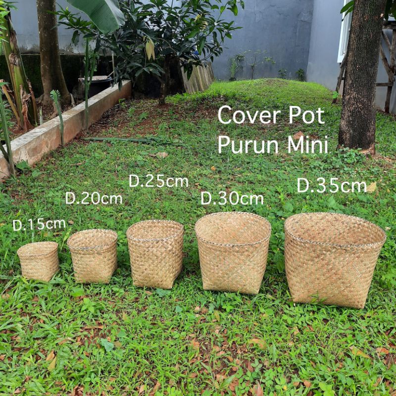 Keranjang Anyaman Purun Mini / Cover Pot Kekinian / Vas Bunga / Basket Purun E03