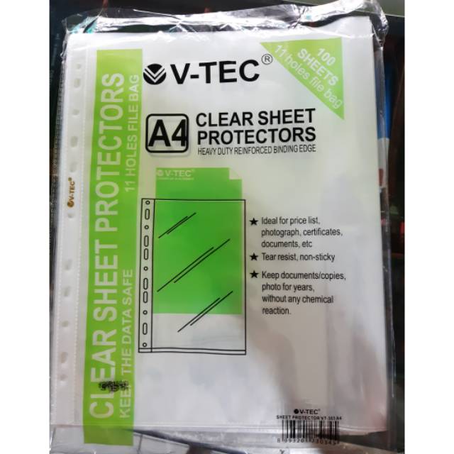 

V-tec Sheet Protector Pelindung Kertas ukuran A4 (isi 100 lembar)