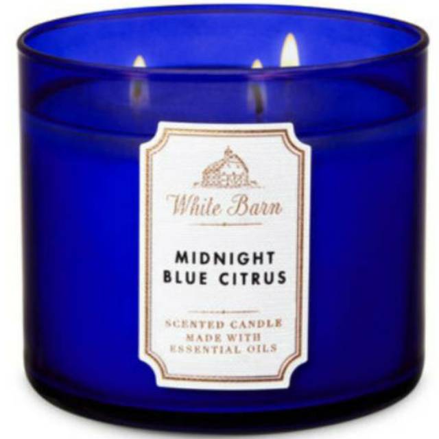 BBW MIDNIGHT BLUE CITRUS 3-WICK SCENTED CANDLE 411 G BATH &amp; BODY WORKS LILIN WANGI 3 SUMBU UKURAN BESAR PENGHARUM RUANGAN