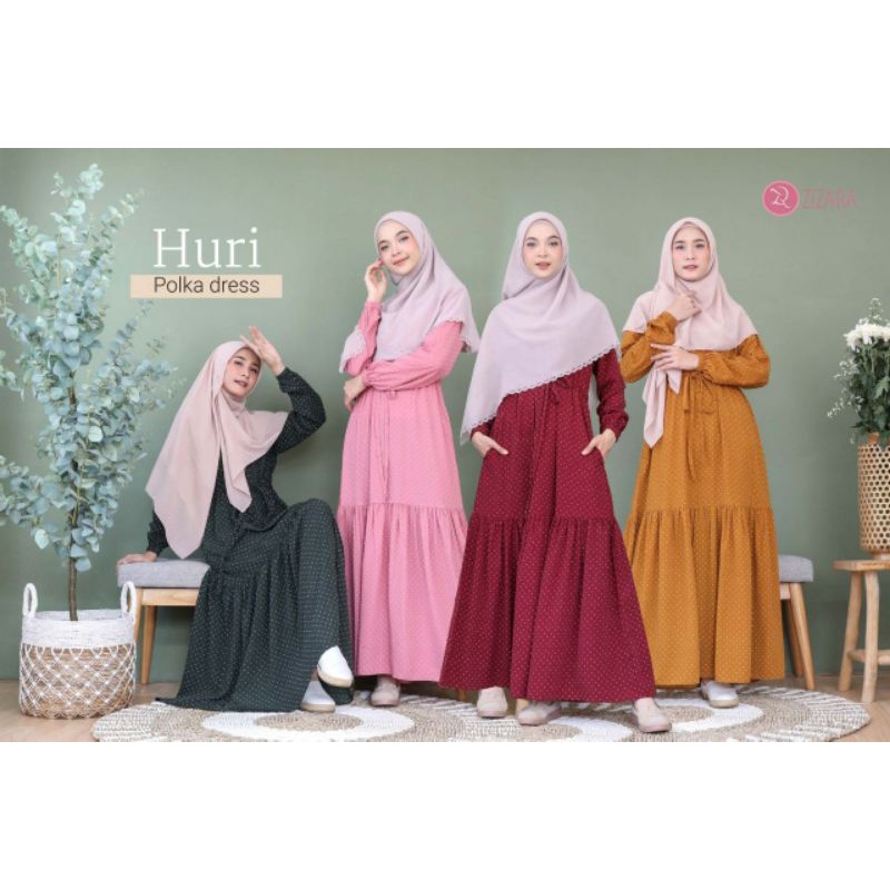 HURI POLKA BY ZIZARA | GAMIS POLKA CANTIK| Gamis polka marun | gamis polka pink