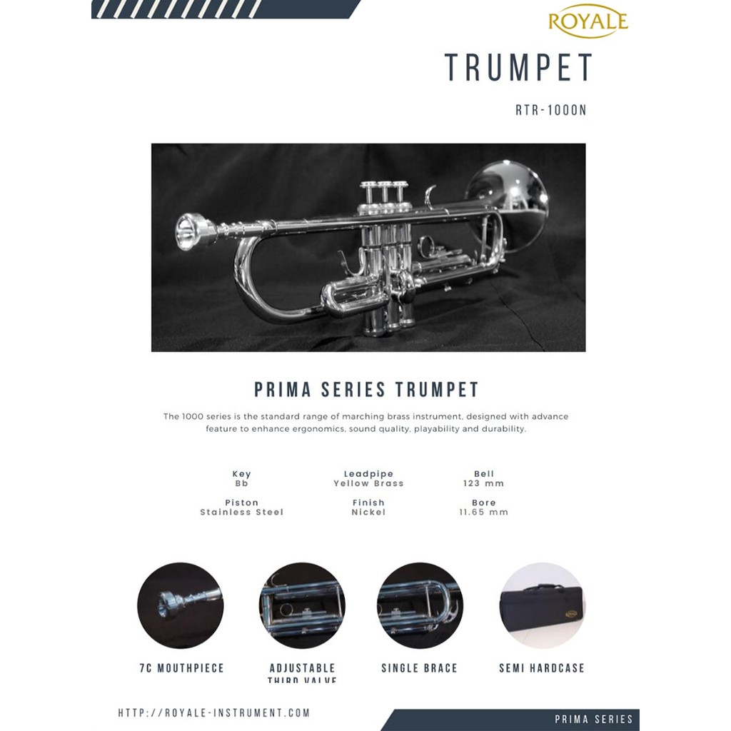 Jual Royale Marching Trumpet RTR1000N Student Series Shopee Indonesia