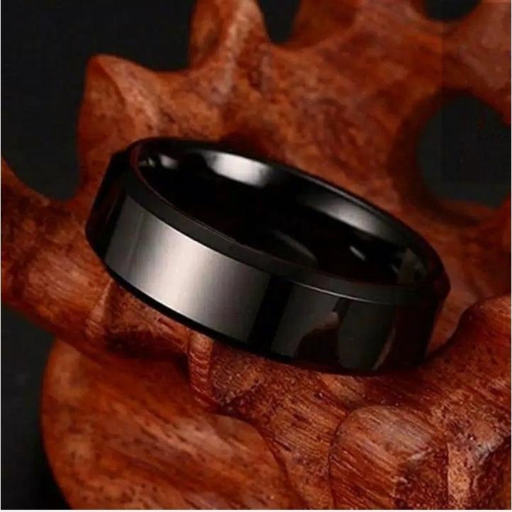 Cincin Titanium Pria Wanita Keren Unisex Hitam Titanium Grade A Asli Stainless Steel 316L Korea-Cincin Hitam Polos Original Stainless Steel Korea