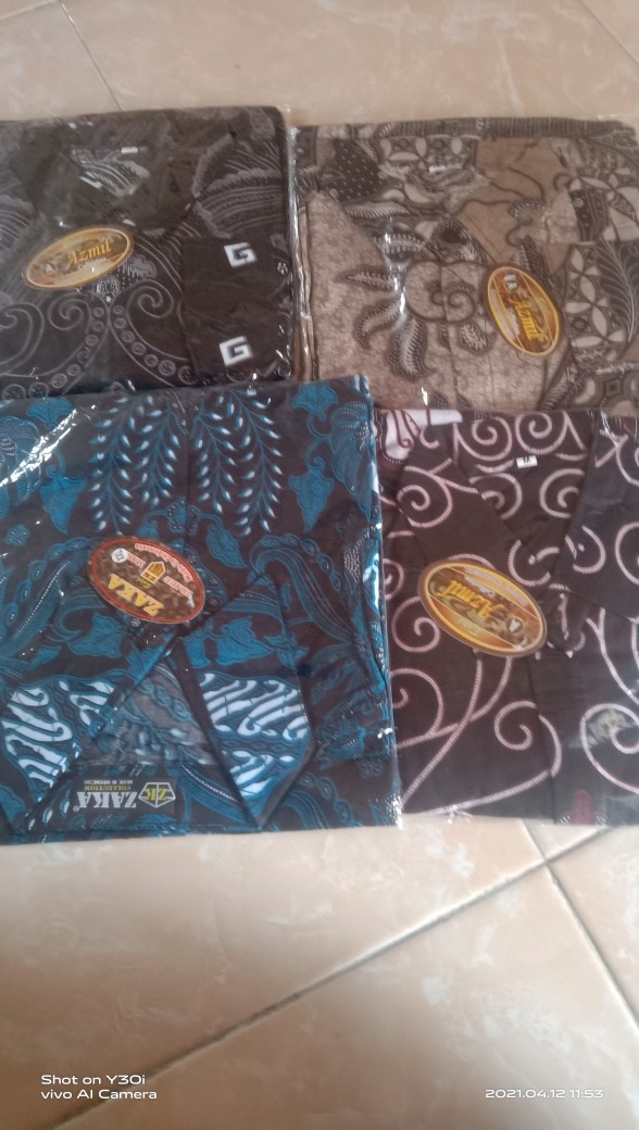 Batik Pria Lengan Panjang Batik Azmil Hrb026 Motif Keratonan Kode 003 Size M L Xl Xxl Reguler