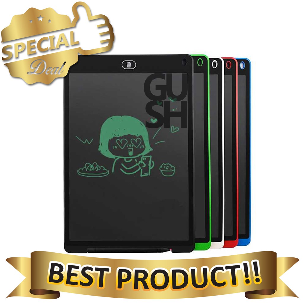 Papan Gambar Digital Monochrome LCD Tablet 12 Inch Multifungsi