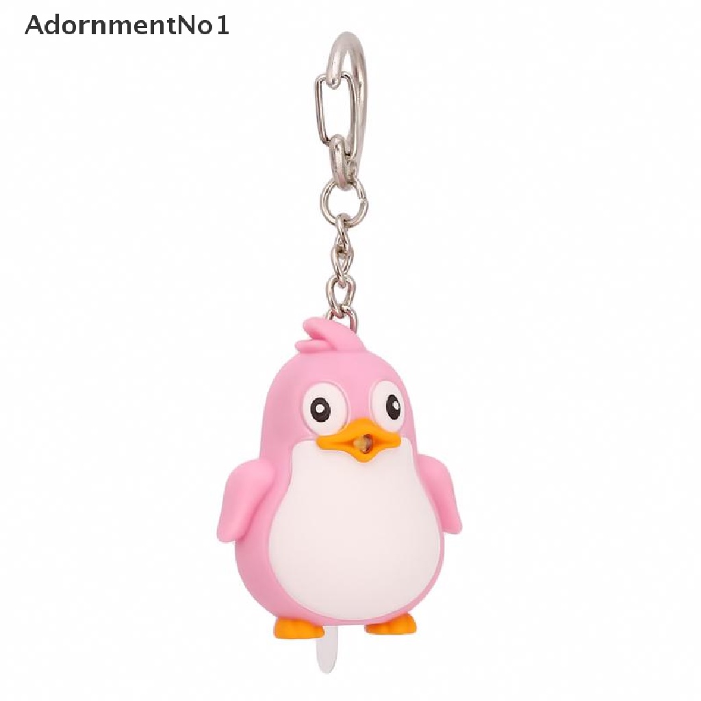 (AdornmentNo1) Gantungan Kunci Lampu Senter LED Bentuk Penguin Lucu Dengan Suara