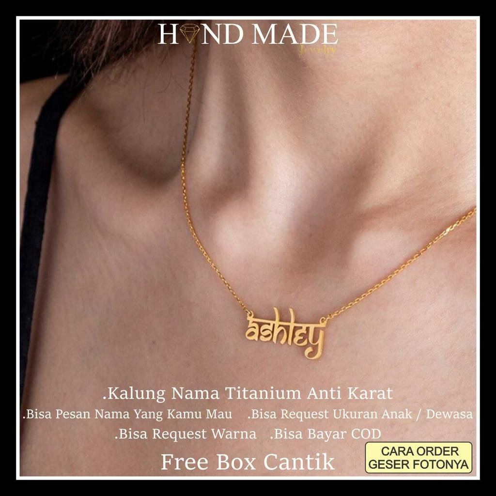 kalung nama titanium anti karat anak dewasa kalungnama aksesoris wanita necklace titanium aksesoris fashion