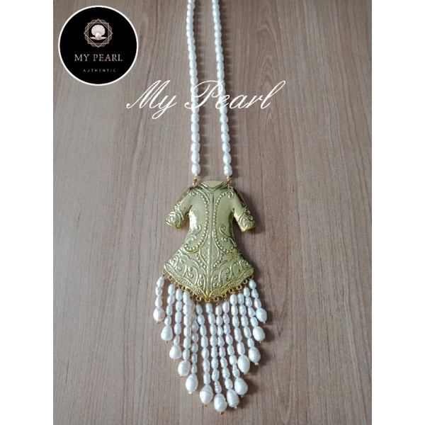 Kalung panjang ethnik mutiara asli air tawar