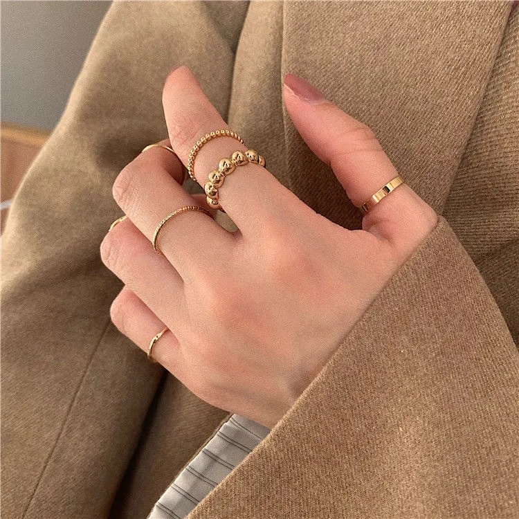 8pcs Korean Style Metal Rings Set for Women Student Ring