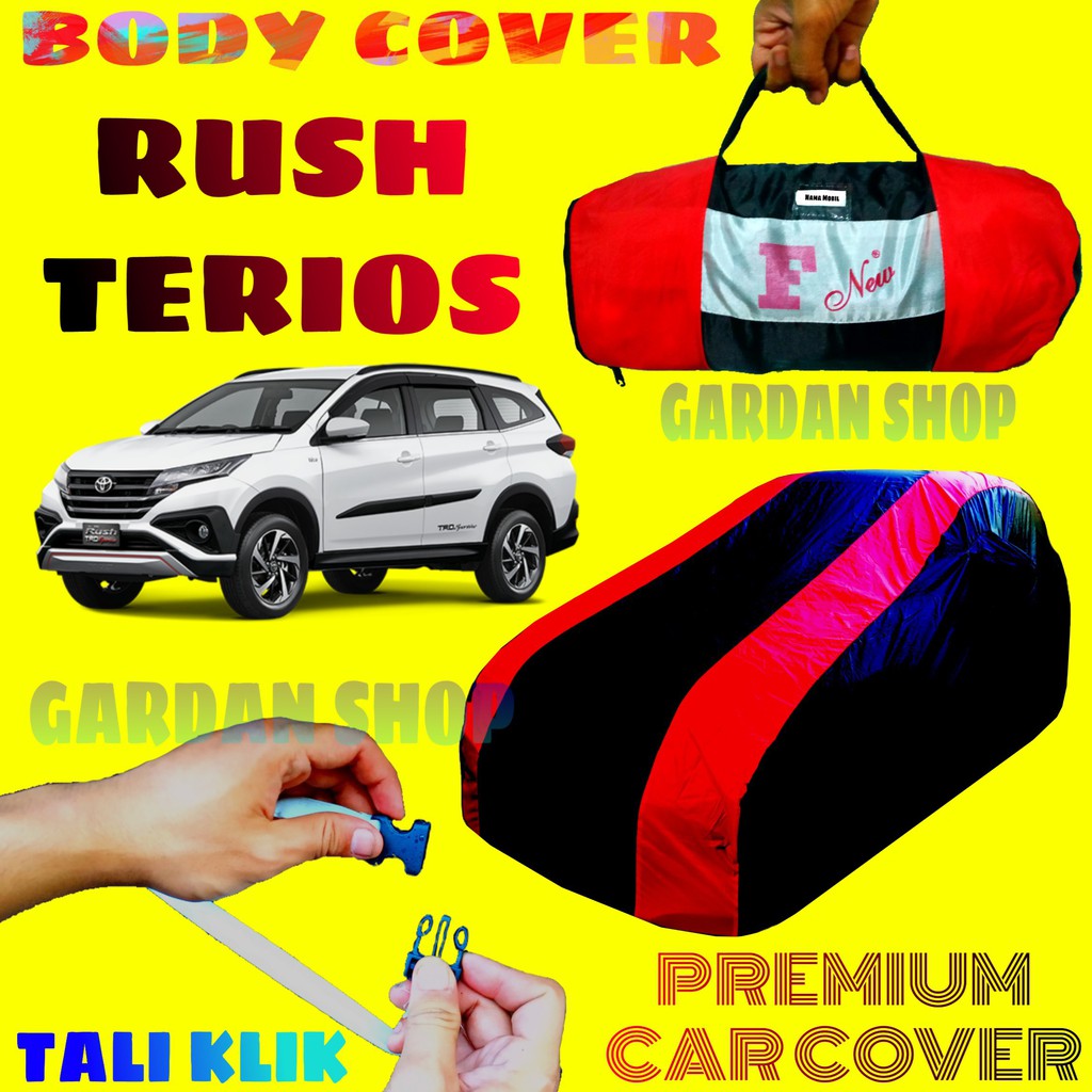 Body Cover NEW RUSH TERIOS Sarung MERAH Penutup Pelindung Bodi Mobil All New Terios PREMIUM Cover