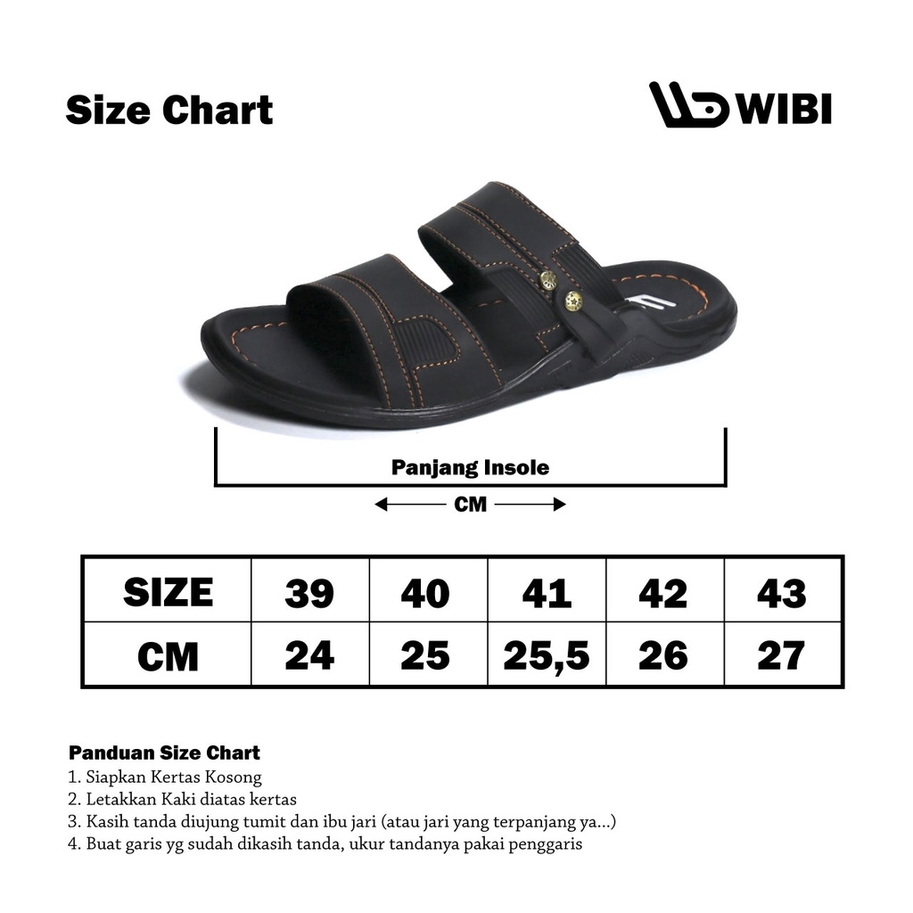 AFLAH X WIBI Sandal Slide Kulit Pria Coklat Tua Size 39 - 43 S22