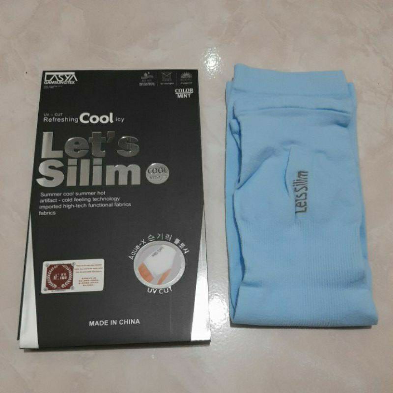 PROMO MANSET TANGAN HANDSOCK MANGSET PELINDUNG TANGAN LETS SLIM Anti UV LEMBUT DINGIN-Biru kotak