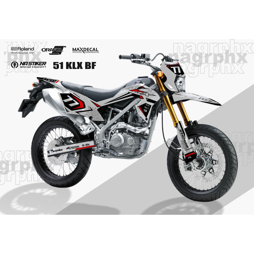 DECAL KLX BF PUTIH SIMPLE BISA REQUEST KLX-51