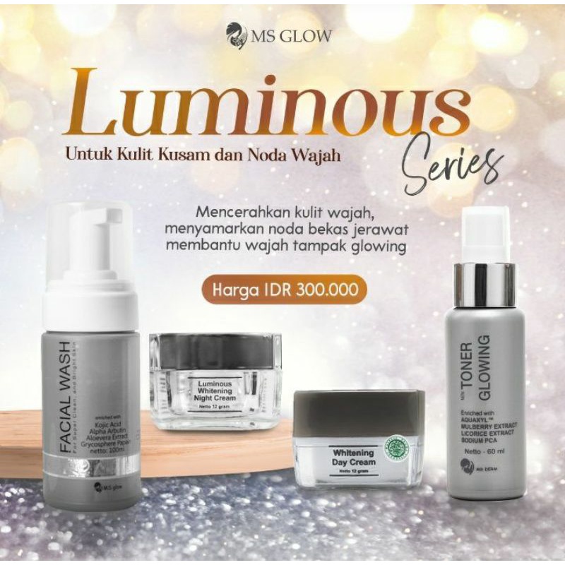 MS GLOW 1 PAKET ( LUMINOUS, WHITENING, ULTIMATE, ACNE)