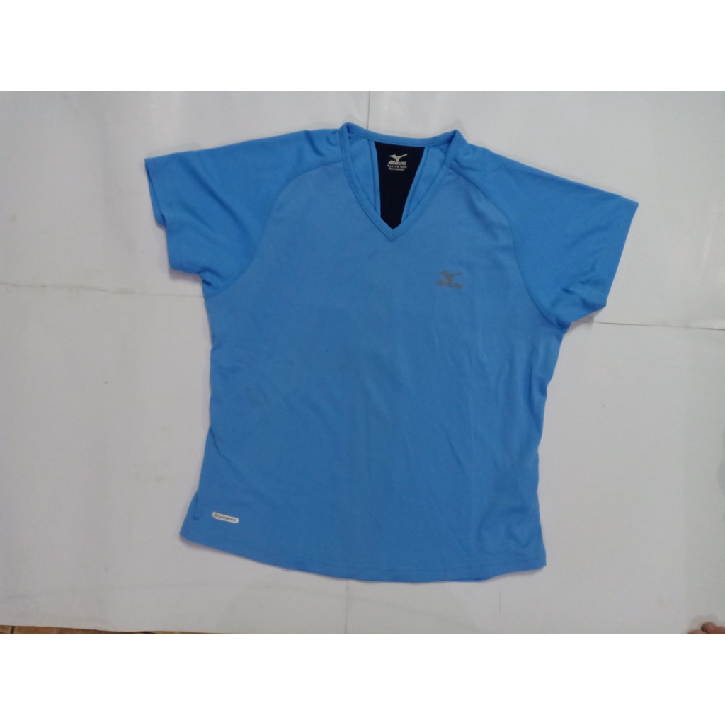 Baju kaos Tshirt Mizuno Olahraga Sport Wear Wanita Biru Ori DryFit
