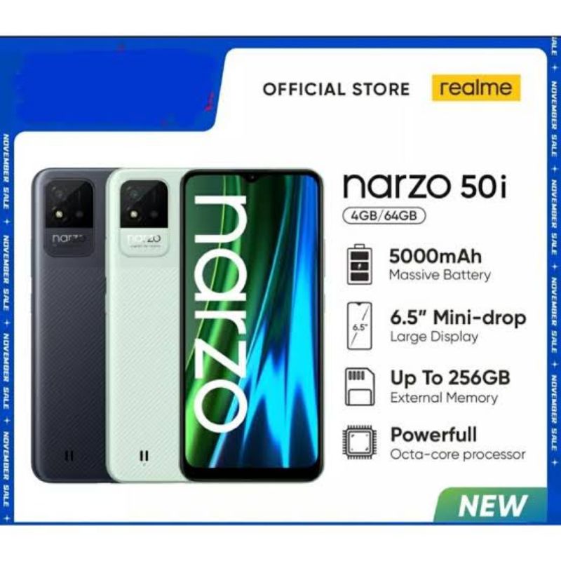 Realme Narzo 50i 4/64GB New Garansi Resmi Realme