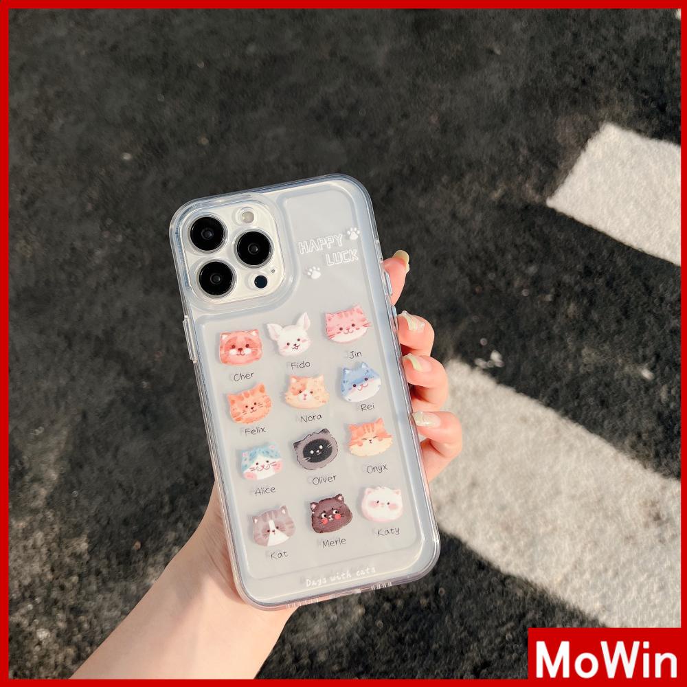 iPhone Case Silicone Soft Case Clear Case Thickened Shockproof Protection Camera Metal Button Cat Cute Compatible For iPhone 11 Pro Max 13 Pro Max 12 Pro Max 7Plus xr XS Max