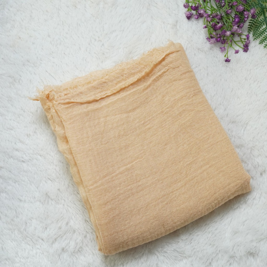 PASMINA CRINKLE MURAH SHAWL / HIJAB PASHMINA CRINKLE RAWIS KUSUT NEGRO SHAWL CRINCLE CRINCKLE IMPORT-E7-APRICOT CREAM