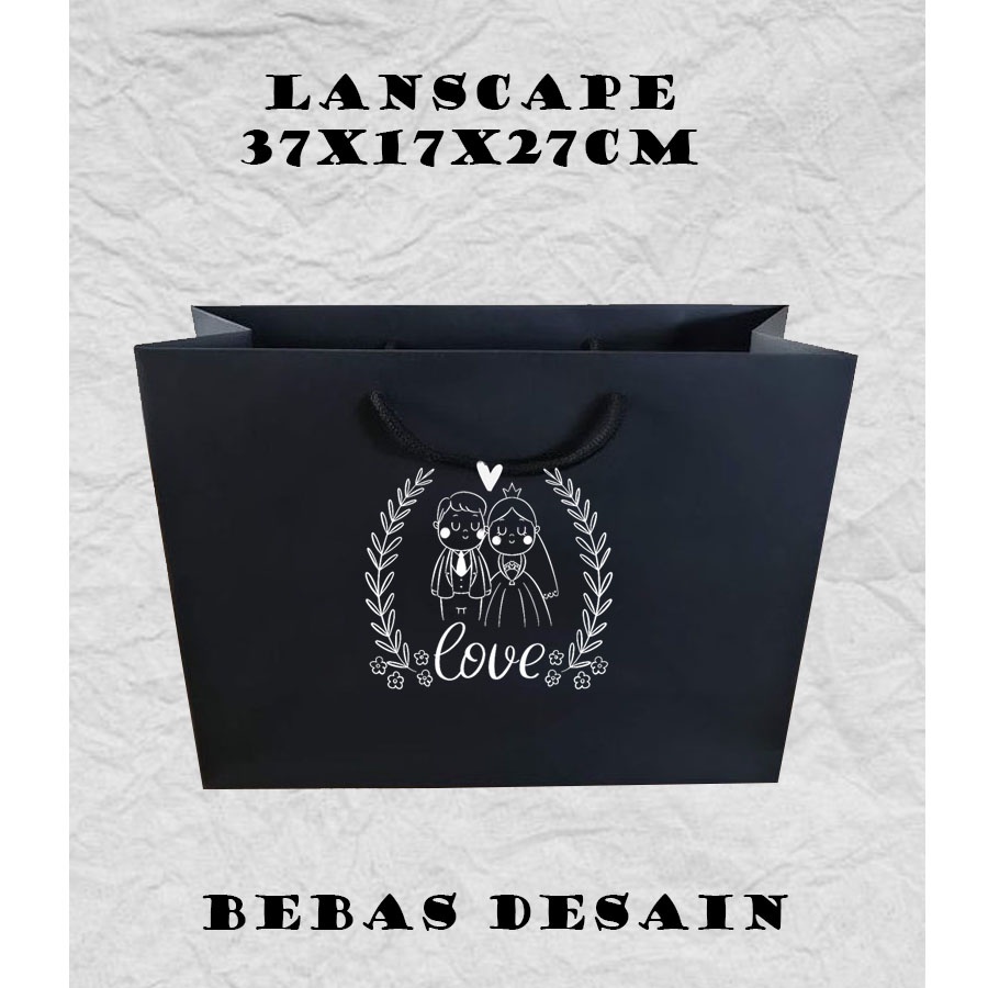 

(PAPER BAG CUSTOM) Paper Bag Kertas Kado Sablon 37x17x27 Cm Paper Bag HItam Souvenir Wedding Packaging Olshop Online Shop Paperbag Coklat Polos Murah