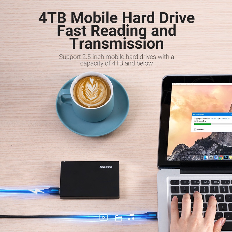 Vention Kabel Data / Charger Micro B Usb 3.0 Kecepatan Tinggi 5gbps Fast Charging 3a Untuk Hard Disk Eksternal