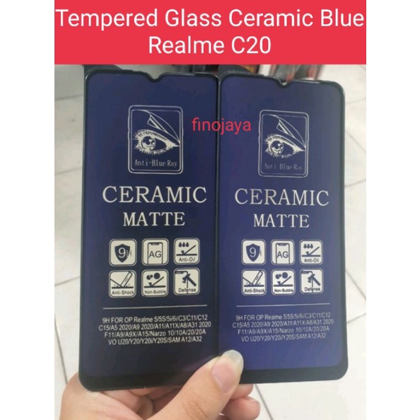 Tempered Glass Realme C20 Antik Gores Ceramic Matte Blue Ray Full Layar