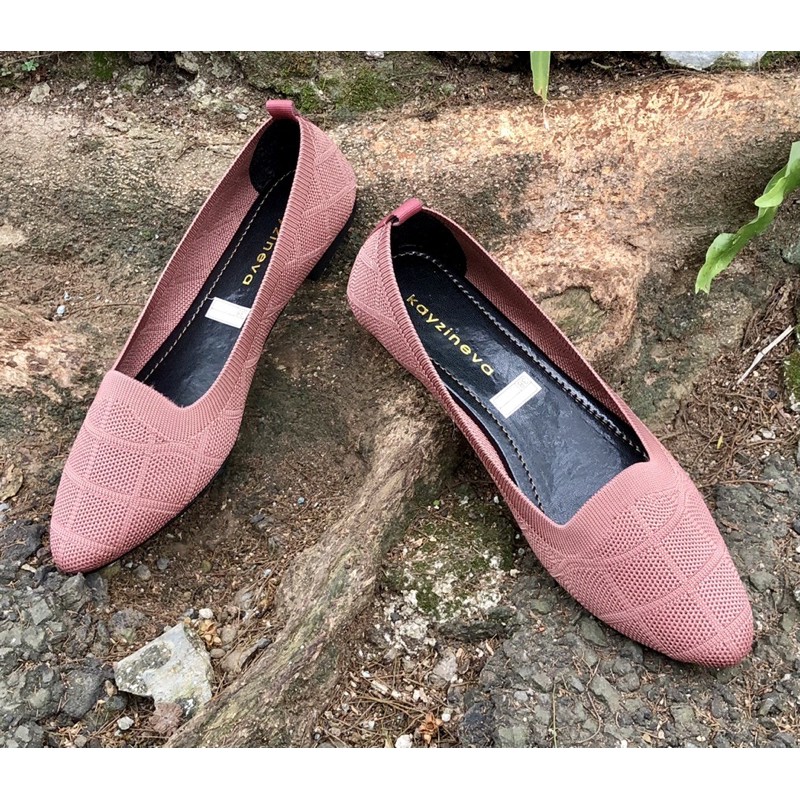 KAYZINEVA | CC19 Sepatu Wanita Rajut Premium Flat Ujung Lancip