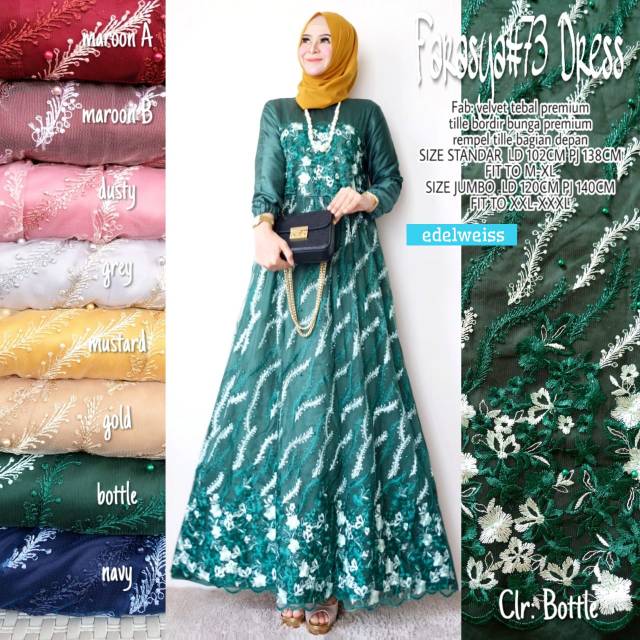 FARASYA DRESS BY EDELWEISS gamis brukat jumbo