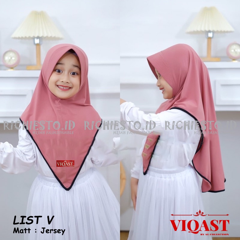 Jilbab Anak Bergo Pet LIST V 3-7 Tahun Jersey Premium Hijab Instan Anak Lucu Murah Kerudung Anak Perempuan Terbaru