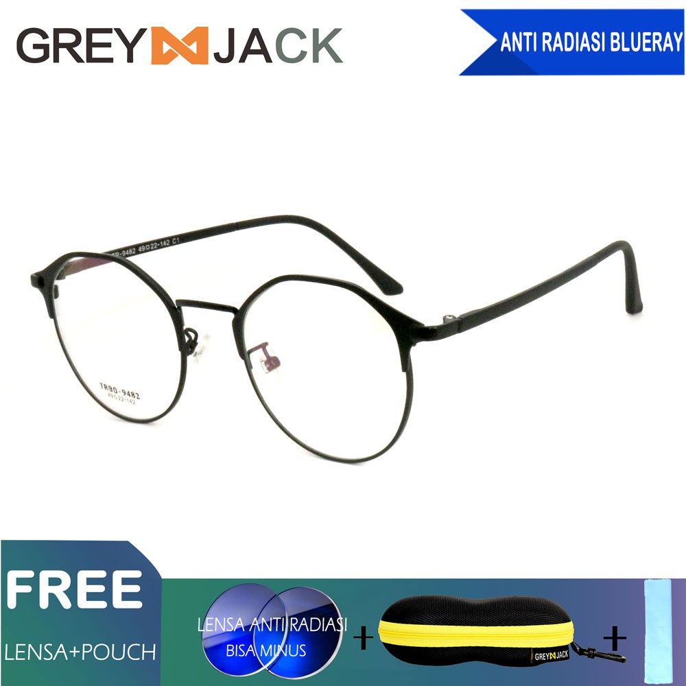 

Grey Jack Frame Kacamata Metal Fashion dengan Lensa anti radiasi Blue Ray bisa Minus Ringan 9482