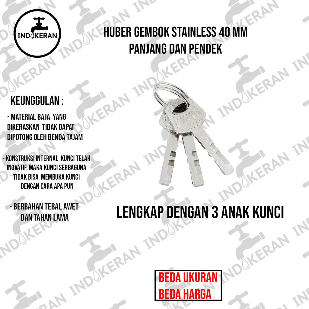 INDOKERAN - Gembok Pintu Pagar Rumah - 40 MM - High Quality