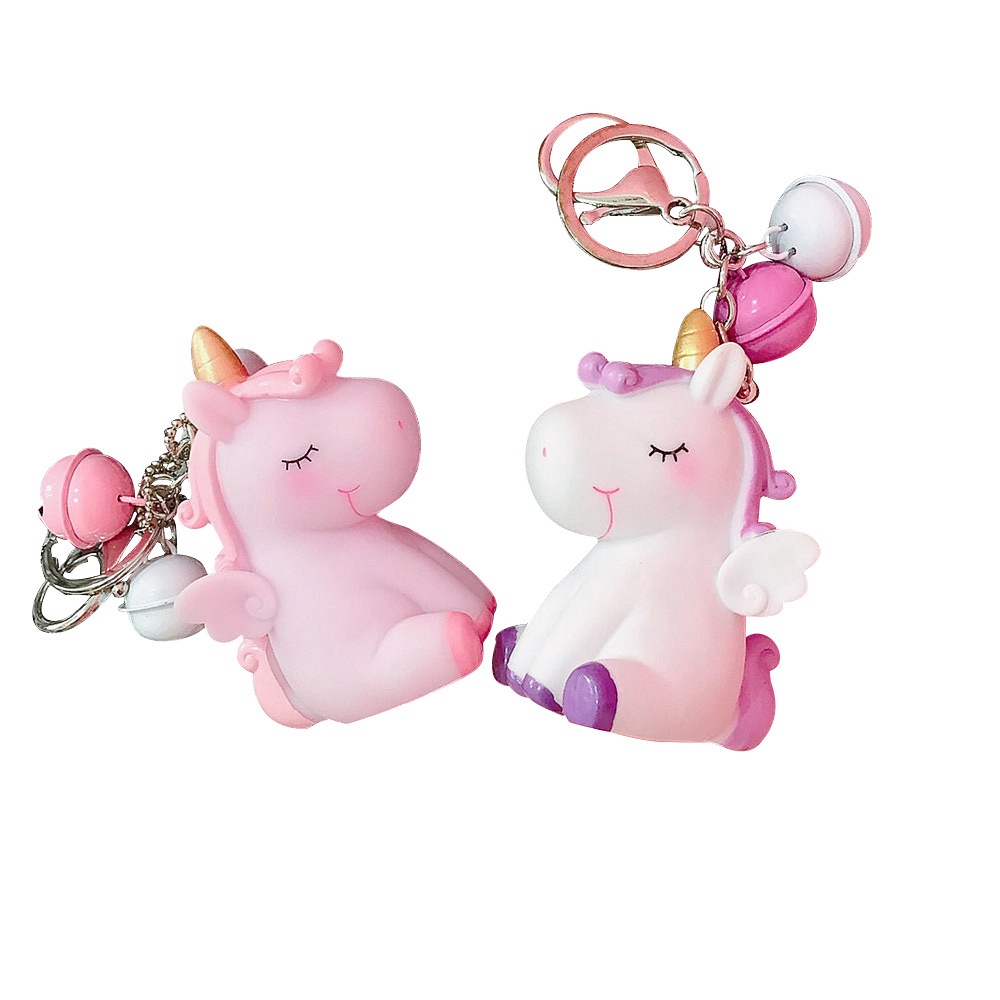 (M TOYS) Gantungan Kunci Suara Motif Unicorn Keychain Pelangi Bahan PVC untuk Tas / Handphone