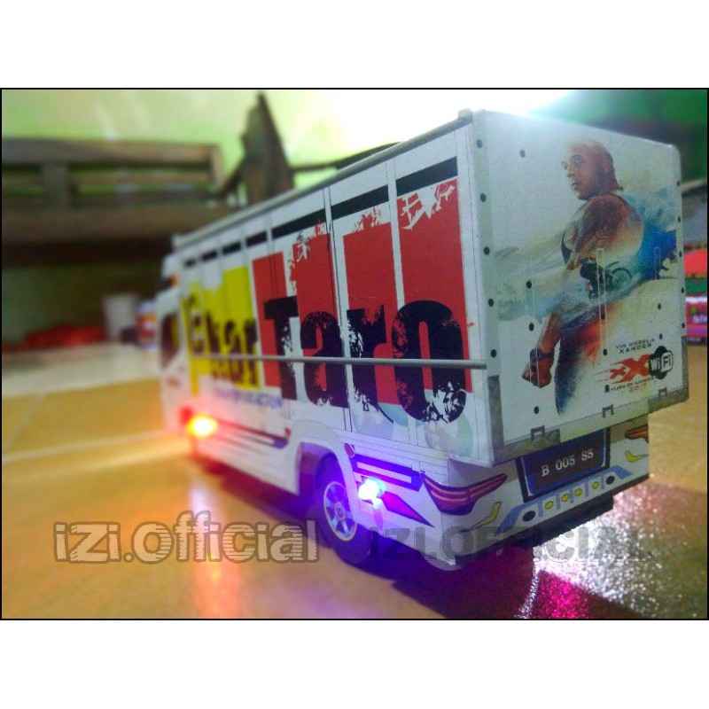 Miniatur Truk Oleng Miniatur Truk Sekar Taro Full Lampu &amp; Terpal Murah Roda Kayu // Truk Oleng