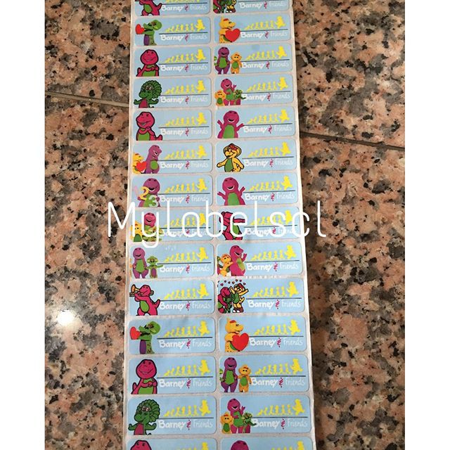 

Stiker Label Nama Name Sticker Barney Friends Waterproof Anti Air Anti Sobek