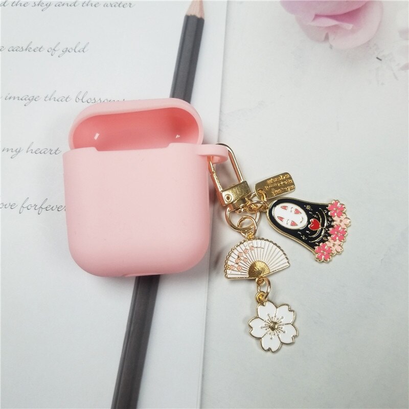 Case Kartun Bunga Korea Korea Kompatibel Untuk Airpods1 2 3mewah Shell Keyring Silikon Earphone Case