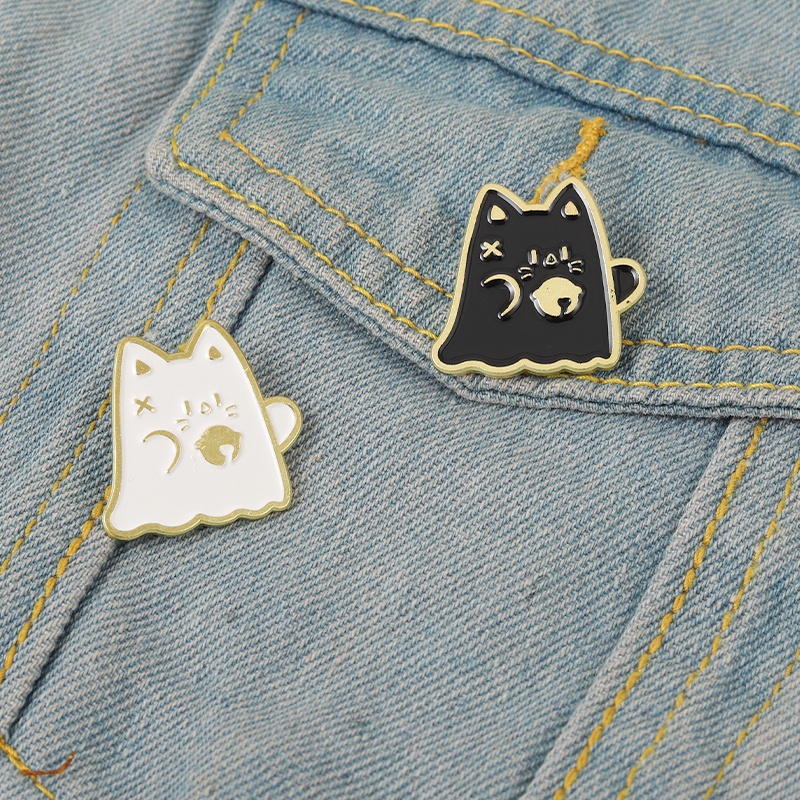 Bros Pin Enamel Bentuk Kucing Lucu 2 Warna Untuk Hadiah Teman