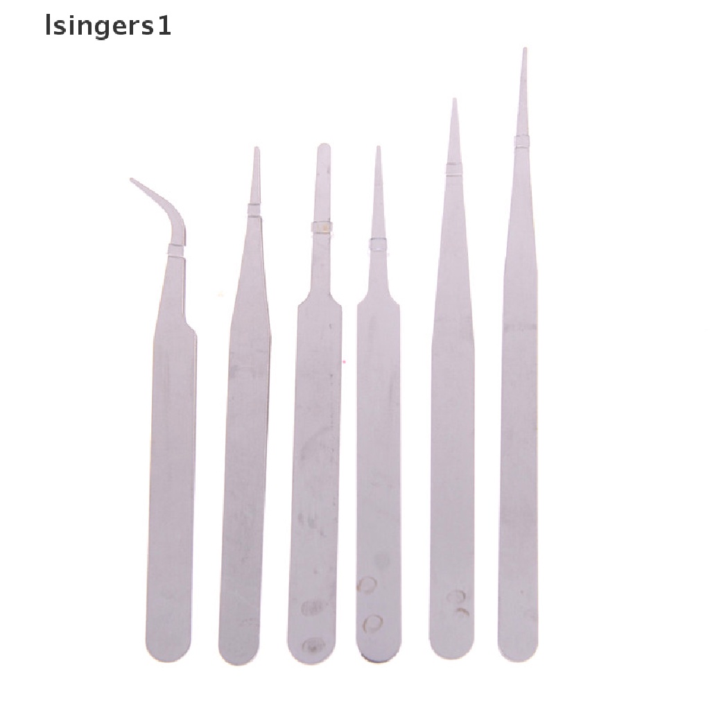 (lsingers1) 6pcs / Set Pinset Anti Statis Bahan Stainless Steel Untuk Reparasi